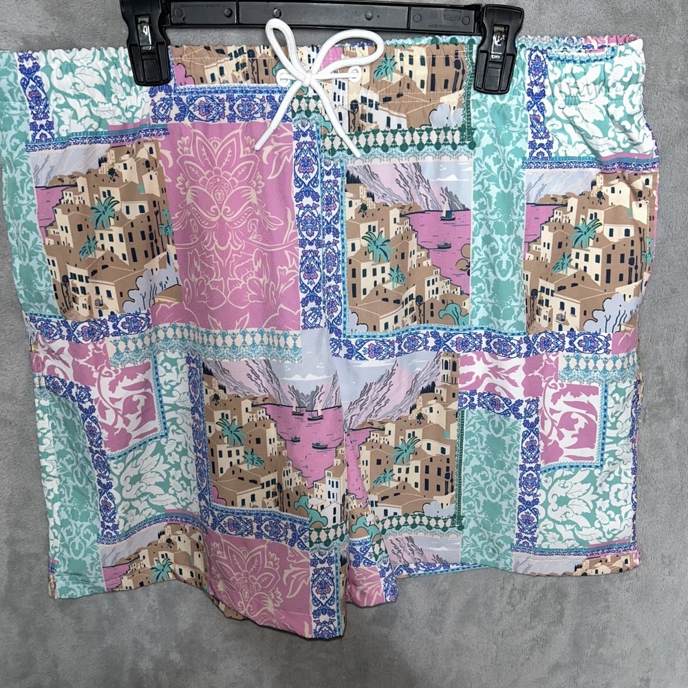 Vintage Members Only Patch Work Vacation Swim Trunks Shorts XL